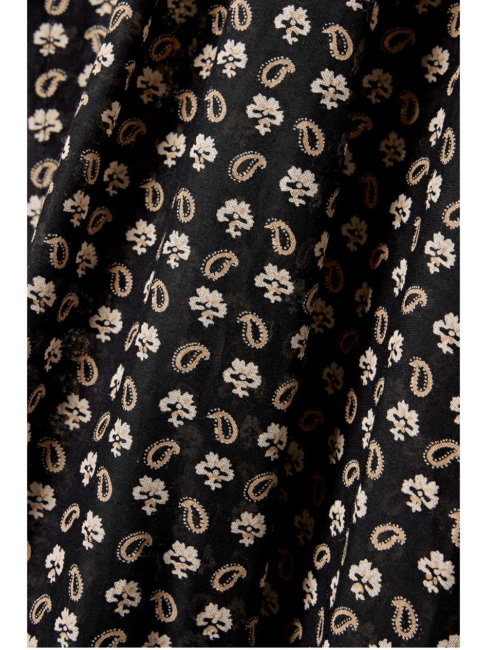 Doen Black with Cream Accents Tie-Neck Peasant Blouse - Picture 6 of 14